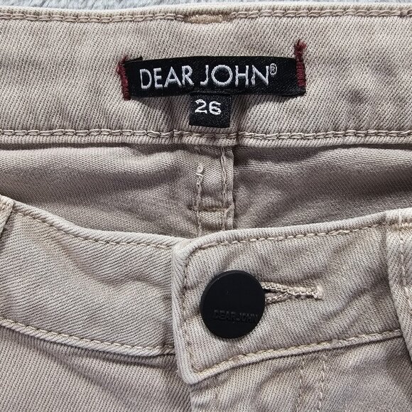Dear John Jeans Womens Sz 26 Beige Playback Cuffed Cropped Straight Stretch - Picture 5 of 11